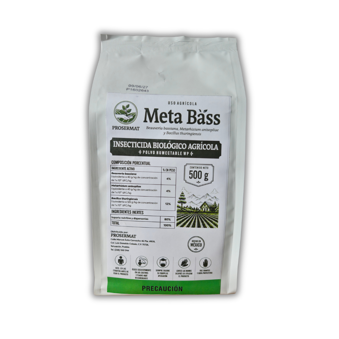 MetaBáss insecticida biológico uso agrícola 500 g